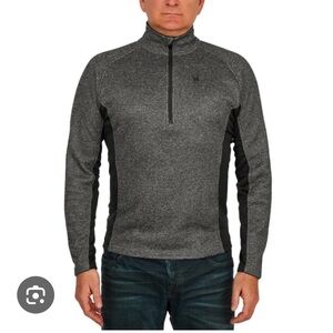 Spyder Men's Black and Gray Zip-Up Sweater